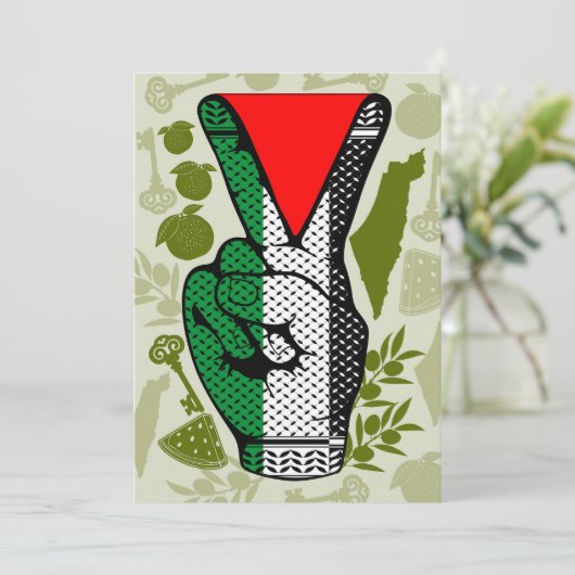 Victory Sign Hand Resistance Red Triangle Symbol Einladung (Stehend Vorderseite)