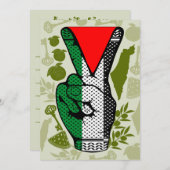 Victory Sign Hand Resistance Red Triangle Symbol Einladung (Vorne/Hinten)