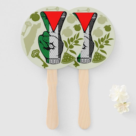 Victory Sign Hand Resistance Red Triangle Symbol Fächer (Vorne und Hinten)