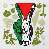 Victory Sign Hand Resistance Red Triangle Symbol Fensteraufkleber (Blatt)