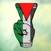 Victory Sign Hand Resistance Red Triangle Symbol Fensteraufkleber (Blatt 3)