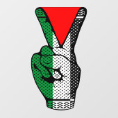 Victory Sign Hand Resistance Red Triangle Symbol Fensteraufkleber (Blatt)