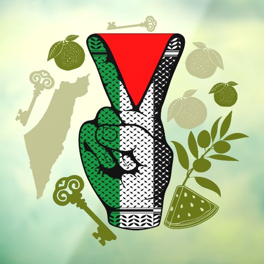 Victory Sign Hand Resistance Red Triangle Symbol Fensteraufkleber (Blatt 3)