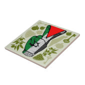 Victory Sign Hand Resistance Red Triangle Symbol Fliese (Seite)