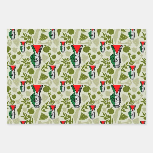 Victory Sign Hand Resistance Red Triangle Symbol Geschenkpapier Set (Vorderseite 3)