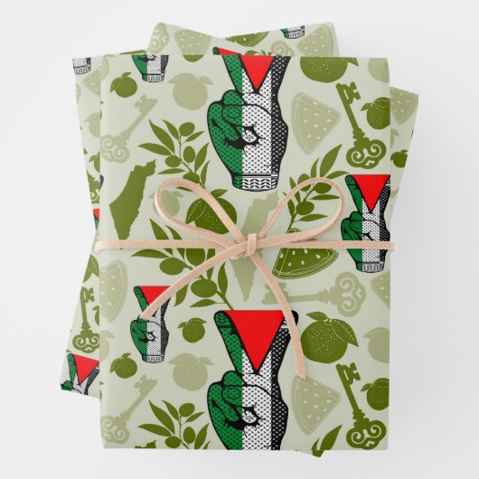 Victory Sign Hand Resistance Red Triangle Symbol Geschenkpapier Set (Beispiel)