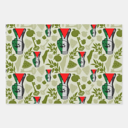 Victory Sign Hand Resistance Red Triangle Symbol Geschenkpapier Set (Vorderseite)