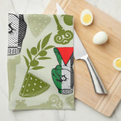 Victory Sign Hand Resistance Red Triangle Symbol Geschirrtuch (Viertel Falte)