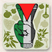 Victory Sign Hand Resistance Red Triangle Symbol Getränkeuntersetzer (Vorderseite)