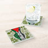 Victory Sign Hand Resistance Red Triangle Symbol Glasuntersetzer (Schrägansicht)