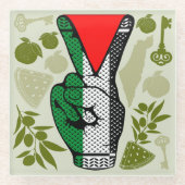 Victory Sign Hand Resistance Red Triangle Symbol Glasuntersetzer (Vorderseite)