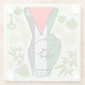 Victory Sign Hand Resistance Red Triangle Symbol Glasuntersetzer (Rückseite)