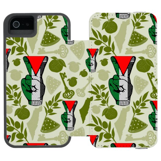 Victory Sign Hand Resistance Red Triangle Symbol Incipio iPhone Geldbeutel-Hülle (Folio Geöffnet)