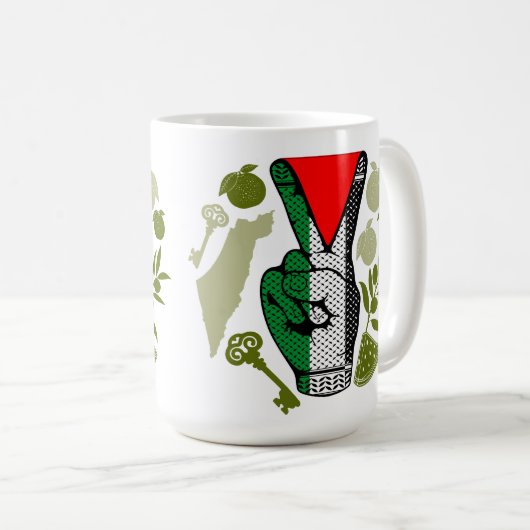 Victory Sign Hand Resistance Red Triangle Symbol Kaffeetasse (VorderseiteRechts)
