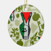 Victory Sign Hand Resistance Red Triangle Symbol Keramik Ornament (Links)