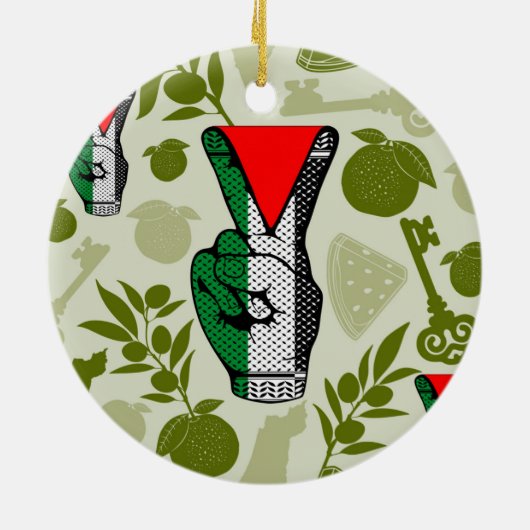 Victory Sign Hand Resistance Red Triangle Symbol Keramik Ornament (Hinten)