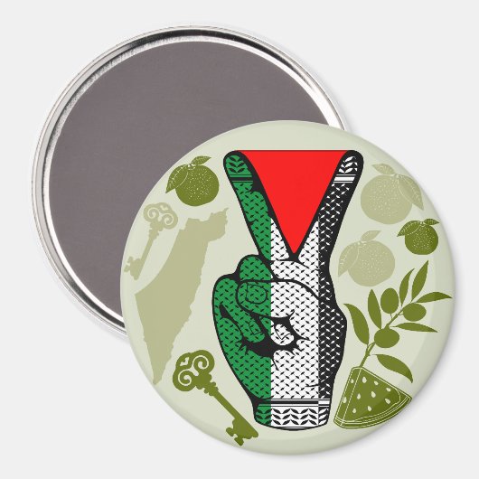 Victory Sign Hand Resistance Red Triangle Symbol Magnet (Vorderseite/Rückseite)