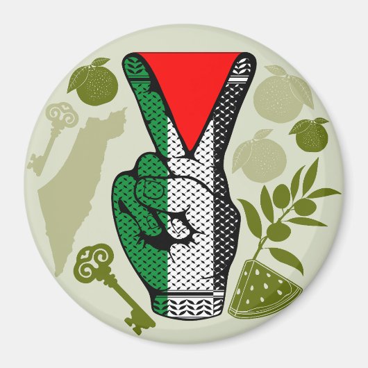 Victory Sign Hand Resistance Red Triangle Symbol Magnet (Vorne)