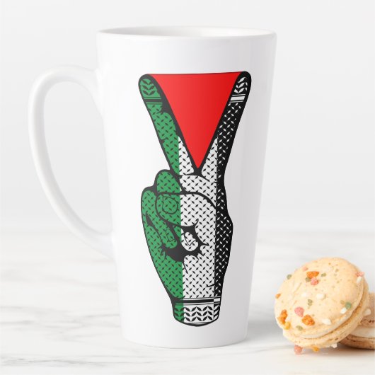 Victory Sign Hand Resistance Red Triangle Symbol Milchtasse (Beispiel)