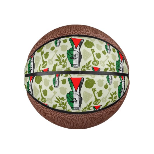 Victory Sign Hand Resistance Red Triangle Symbol Mini Basketball (Vorderseite)