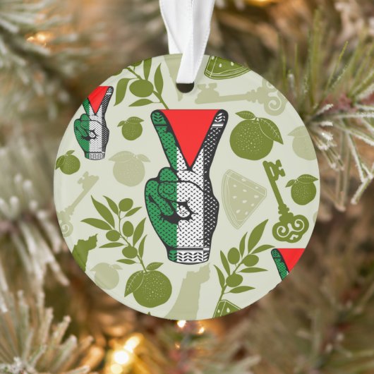 Victory Sign Hand Resistance Red Triangle Symbol Ornament (Baum)