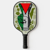 Victory Sign Hand Resistance Red Triangle Symbol Pickleball Schläger (Vorderseite)