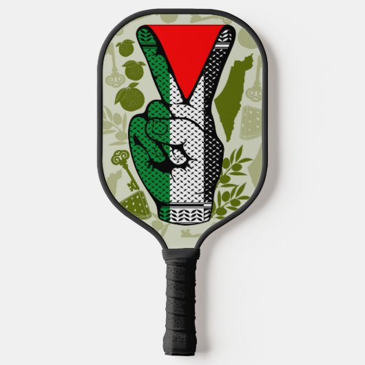 Victory Sign Hand Resistance Red Triangle Symbol Pickleball Schläger (Rückseite)