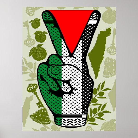 Victory Sign Hand Resistance Red Triangle Symbol Poster (Vorne)