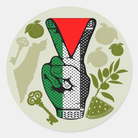 Victory Sign Hand Resistance Red Triangle Symbol Runder Aufkleber (Vorderseite)