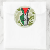 Victory Sign Hand Resistance Red Triangle Symbol Runder Aufkleber (Tasche)