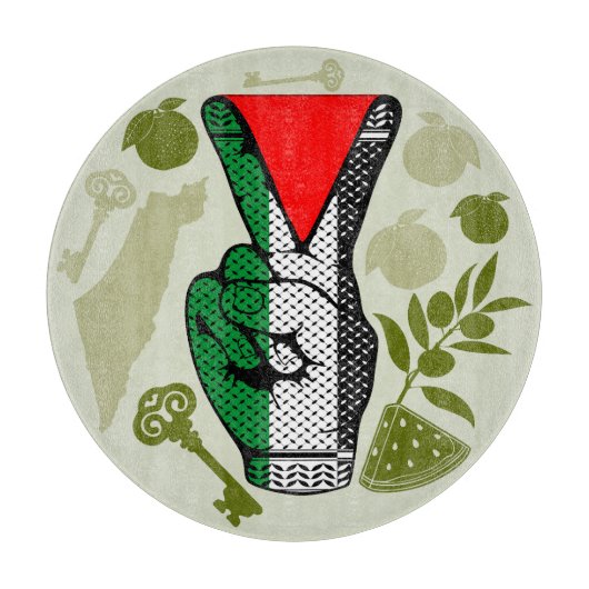 Victory Sign Hand Resistance Red Triangle Symbol Schneidebrett (Vorderseite)