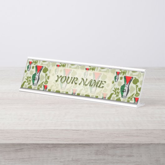 Victory Sign Hand Resistance Red Triangle Symbol Schreibtischnamensplakette (Vorderseite )