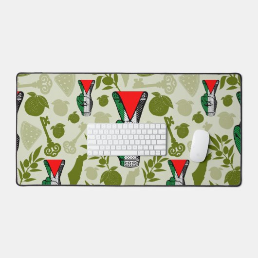 Victory Sign Hand Resistance Red Triangle Symbol Schreibtischunterlage (Tastatur & Maus)