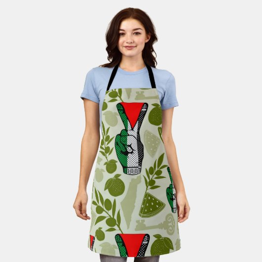 Victory Sign Hand Resistance Red Triangle Symbol Schürze (Getragen)