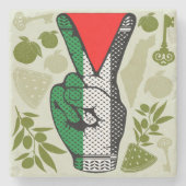 Victory Sign Hand Resistance Red Triangle Symbol Steinuntersetzer (Vorderseite)