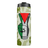 Victory Sign Hand Resistance Red Triangle Symbol Thermosbecher (Vorderseite)