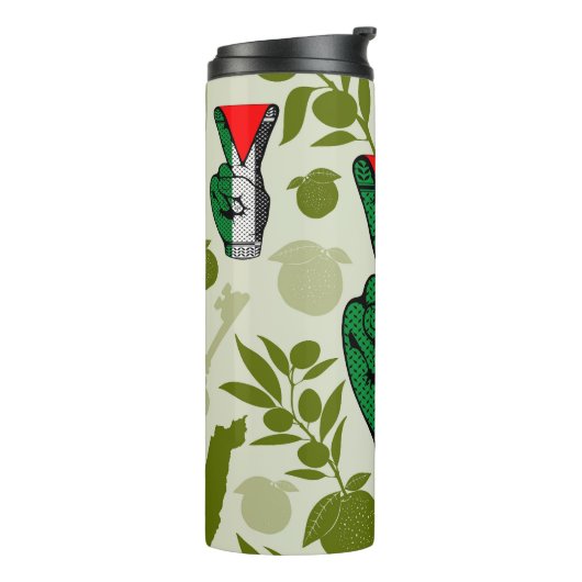 Victory Sign Hand Resistance Red Triangle Symbol Thermosbecher (Nach links gedreht)