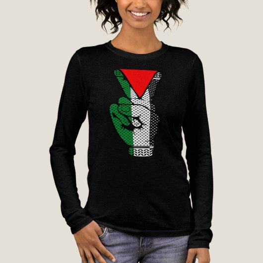 Victory Sign Hand Resistance Red Triangle Symbol Tri-Blend Shirt (Vorderseite)