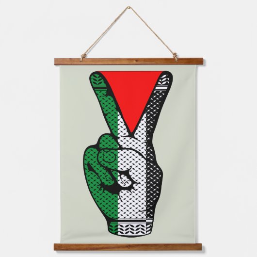 Victory Sign Hand Resistance Red Triangle Symbol Wandteppich Mit Holzrahmen (Vorderseite)