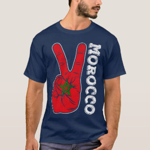 Victorywo Fingers Marokko-Flagge Patriotischer Jun T-Shirt