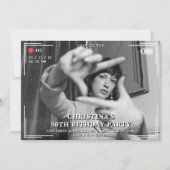 Video Camera Foto 30. Geburtstag Party Einladung (Vorderseite)