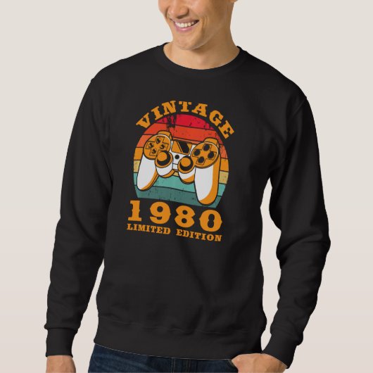 Video Console Gaming Controller Gamer Geboren 1980 Sweatshirt (Vorderseite)