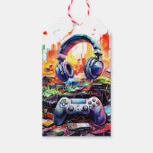 Video-Controller und Kopfhörer-Junge zum Geburtsta Geschenkanhänger (Vorderseite)