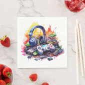 Video-Controller und Kopfhörer-Junge zum Geburtsta Serviette (Beispiel)