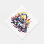 Video-Controller und Kopfhörer-Junge zum Geburtsta Serviette (Ecke)