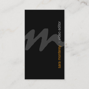 Video Editor Bold Script Monogram Business Card Visitenkarte
