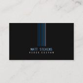 Video Editor Business Card Blue Beams Visitenkarte (Vorderseite)