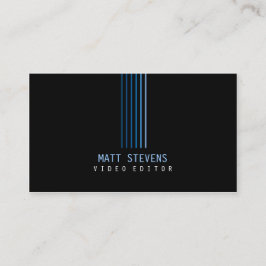 Video Editor Business Card Blue Beams Visitenkarte