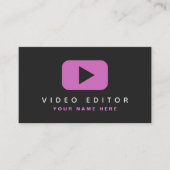 Video Editor Filmaker Pink & Black Social Media  Visitenkarte (Vorderseite)