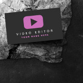 Video Editor Filmaker Pink & Black Social Media  Visitenkarte